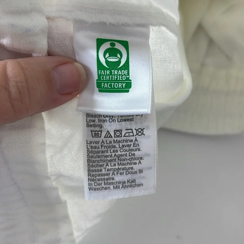 J Crew Linen Cotton Blend Drawstring Pants White 16